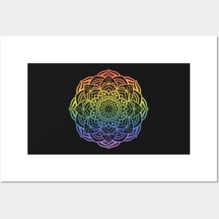 Gradient Rainbow Mandala Posters and Art